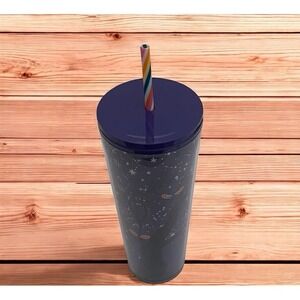 Starbucks Tree Glow In Dark Cold Cup 24 Oz Halloween Purple Stars Spooky Eyes